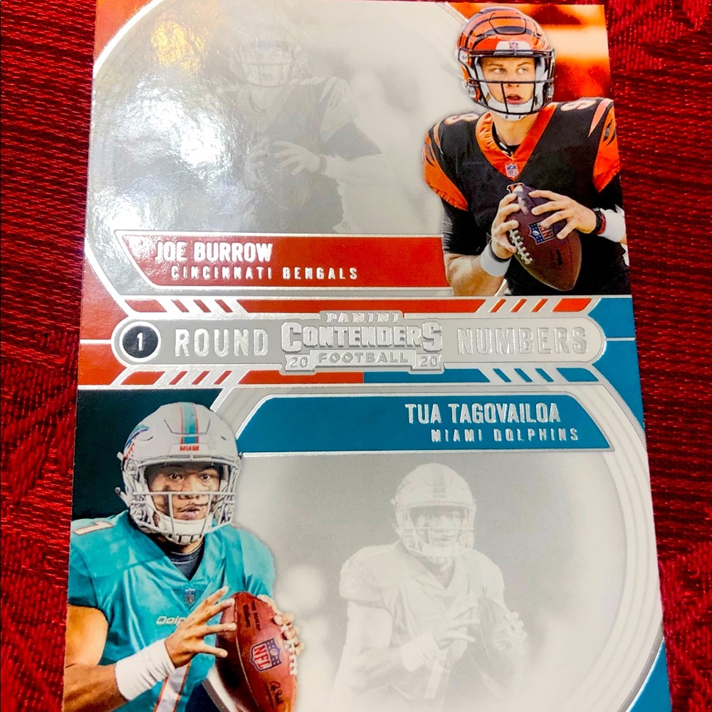2020 Panini Contenders NFL Round Numbers Insert Tua Tagovailoa/Joe Burrow